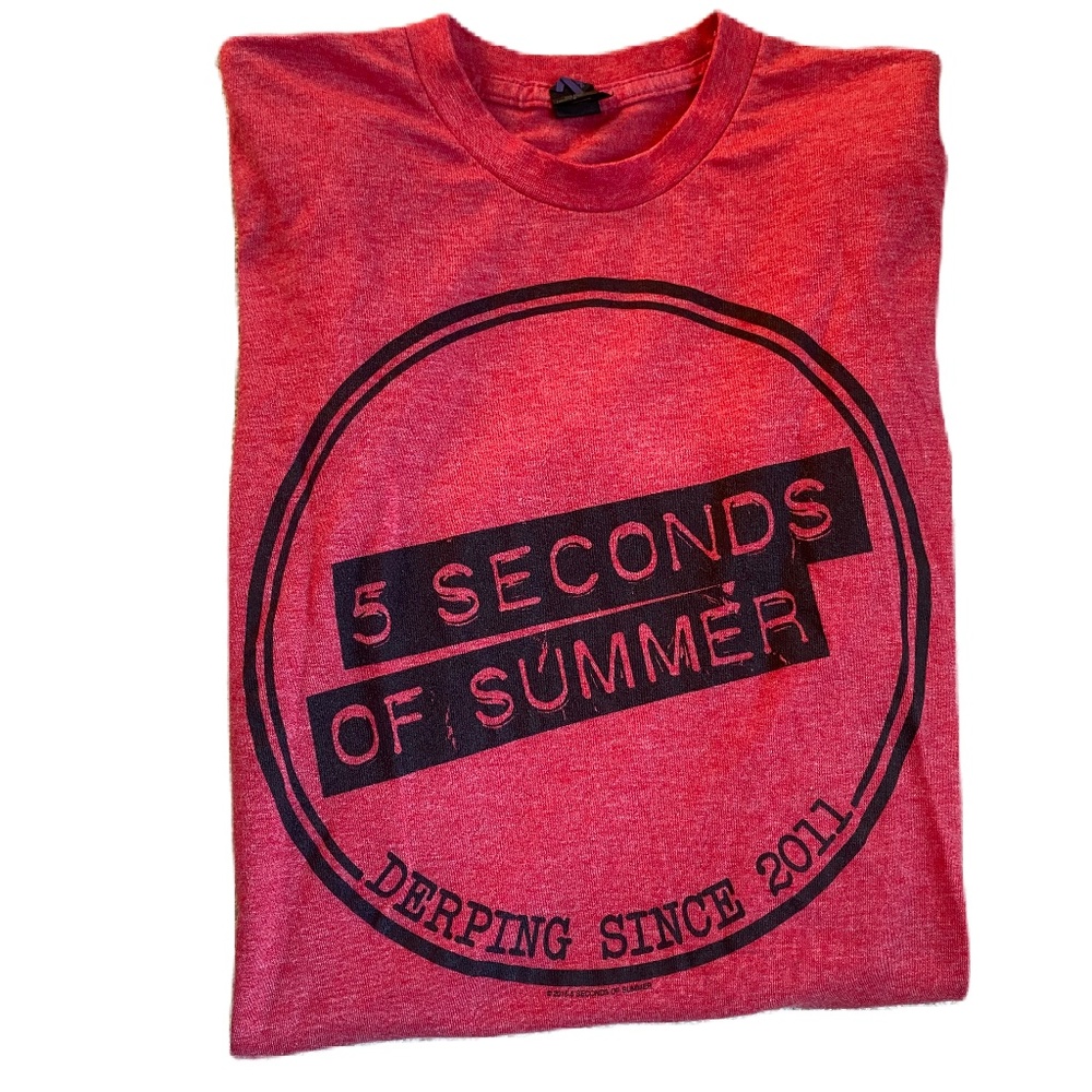 5 Seconds Of Summer band concert short sleeve tee red Small